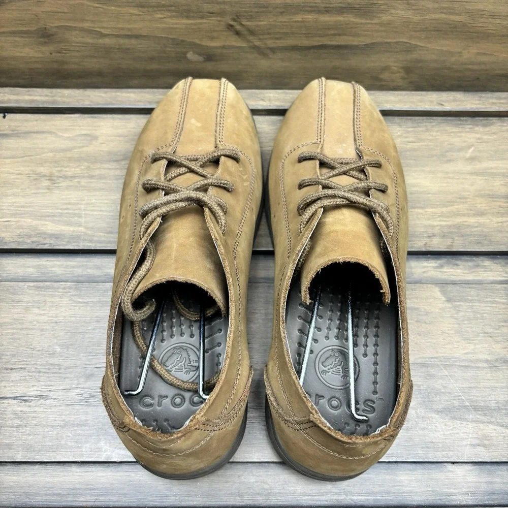 CROCS Shoes Suede‎ Oxford Lace Up Tan Casual Walking Mens Sz 7